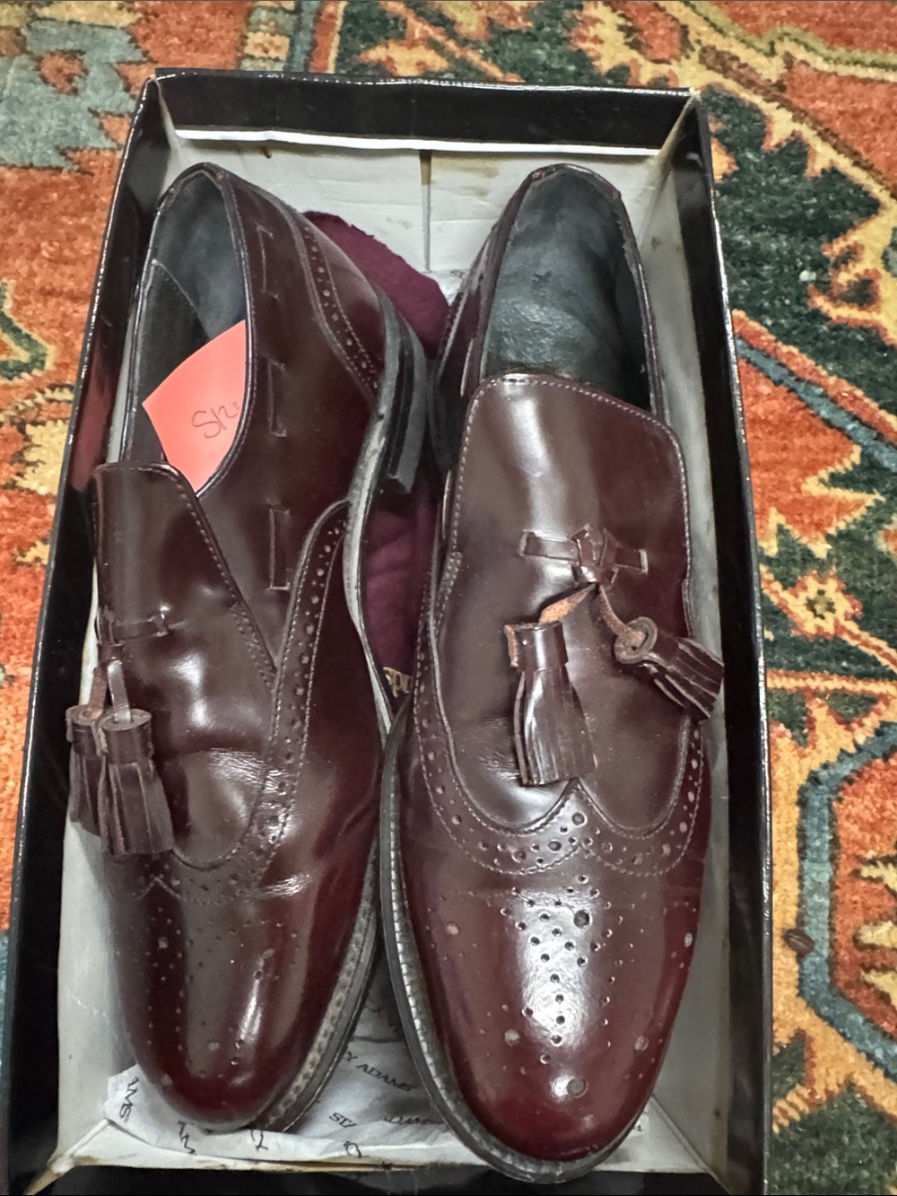 Men's Tassel Slip-On Loafers in Burgundy Brown